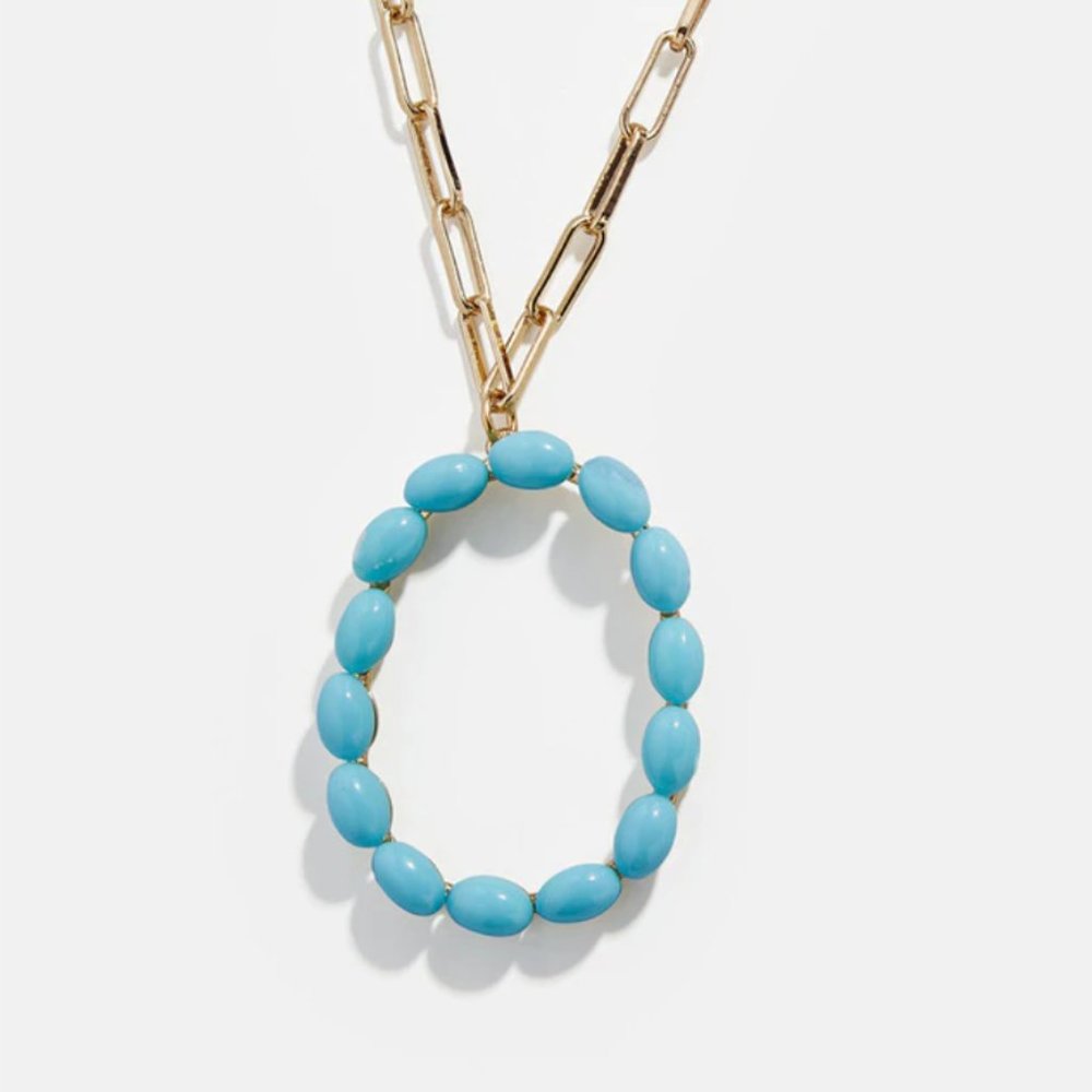 Blue Letter "O" Initial Paper Clip Name Necklace